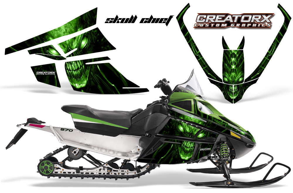 Arctic Cat F Series Graphics Kit Skull Chief sm Green G